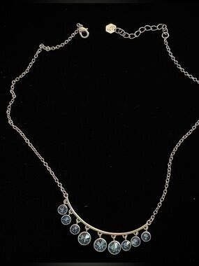 Touchstone Crystal Silver Necklace with sparkling blue Swarovski stones